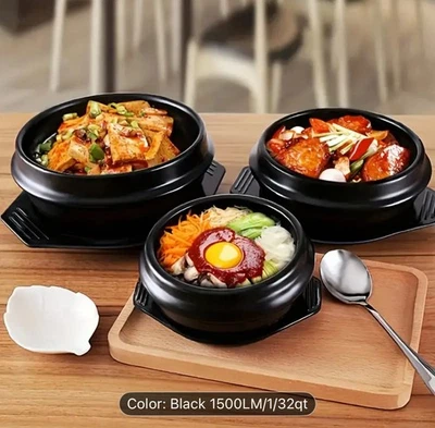 Olla de piedra coreana resistente al calor de arcilla con bandeja utensilios de cocina Bibimbap EE. UU. Foto 1 de 3