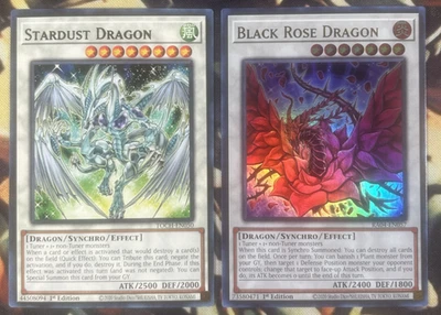 Yugioh: Stardust Dragon + Black Rose Dragon Ultra Rare Holo - 1st Edition NM - Image 1 of 2