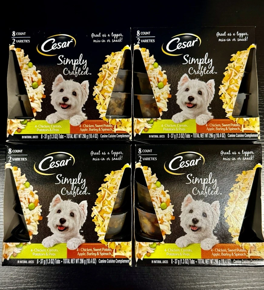 Cesar Simply Crafted Adult Wet Dog Food Cuisine Chicken Carrot Potato Pea 8pack