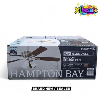 Hampton Bay Glendale III 52 pulgadas Ventilador de techo LED interior de níquel cepillado con luz Foto 1 de 4