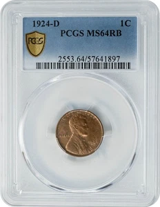 1924-D Lincoln Cent 1c MS64RB PCGS Secure 949892-43 - Picture 1 of 5