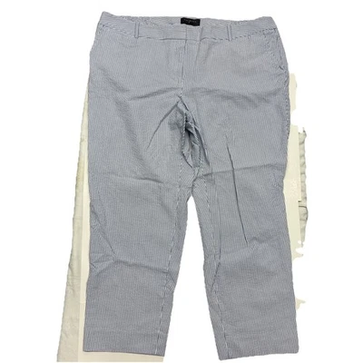Pantalones de algodón Talbots Plus para mujer 20W azul y blanco a rayas Hampshire al tobillo Foto 1 de 4