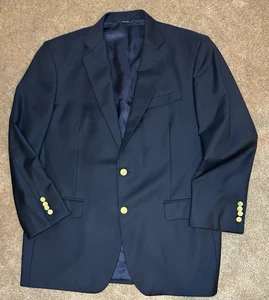 Brooks Brothers 1818 Madison Saxon para hombre 43R azul marino oscuro dorado 2 pero Chaqueta Blazer - Imagen 1 de 22