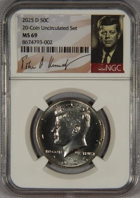 2025-D JFK Kennedy Half Dollar NGC MS69 from 20-Coin Uncirculated Set 50c - Image 1 of 3