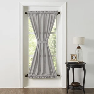 Farmhouse 72"x40" Door Panel Grey Rod Pocket Burlap Window Curtains VHC Brands - Picture 1 of 7