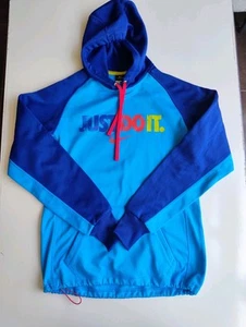 Nike Jacket Womens Small Blue Just Do It Therma Fit Pullover Hoodie Logo - Picture 1 of 6