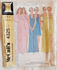 Vintage Sewing Pattern McCall's 4325 Nightgown / Dress? 14-16 B36/38 Complete 74 - Picture 1 of 3