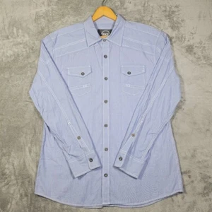 BKE Shirt Mens XL Athletic Fit Button Up Chambray Blue Cotton Pin Stripe - Picture 1 of 11