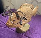 Peepers Eyeglasses Holder Hand Carved Wooden Bass Fish Reading Sunglasses