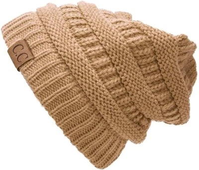 Artículo caliente CC C.C Gorro Nuevo Para Mujer Tejido Holgado Grueso Gorra Sombrero Unisex Color Sólido Foto 1 de 2