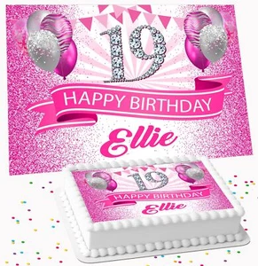 PINK GLITTER DIAMOND BIRTHDAY PERSONALISED ICING EDIBLE COSTCO CAKE TOPPER R2-13 - Picture 1 of 7