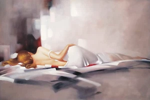 Mujer con vestido blanco #13, 24x36, 100% pintura al óleo sobre lienzo - Imagen 1 de 6