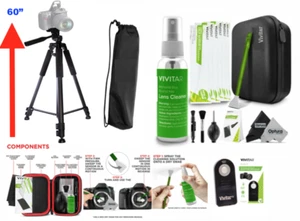 60" PRO TRIPOD W QUICK RELEASE FOR CANON NIKON SONY DSL + PRO CLEAN KIT+ REMOTE - Picture 1 of 11