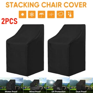 2x Garden Stackable Chair Cover Waterproof Outdoor Heavy Duty Stacking Seat - Picture 1 of 13