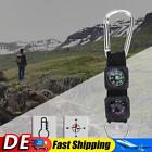 3 in 1 Carabiner Ring Black Keychain Compass Thermometer for Camping Hiking Tool