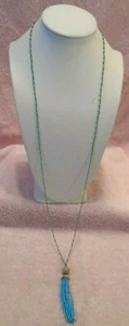 Collar de 20" de plata de ley .925 y circonitas cúbicas con cuentas azules y chapado en oro - Imagen 1 de 4