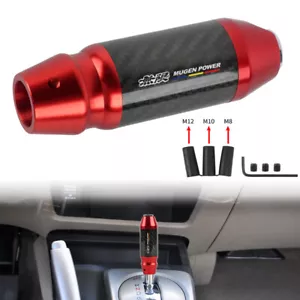 JDM Universal MUGEN Carbon Fiber Aluminum Red Automatic Stick Gear Shift Knob - Picture 1 of 11