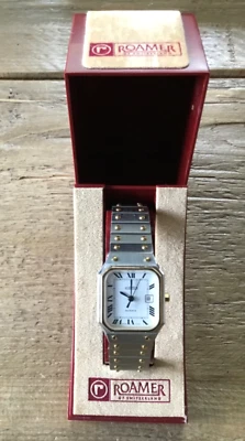 Vtg Roamer Ladies Quartz Watch Stainless Steel Org Band Swiss Made New Battery - Image 1 of 4
