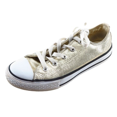 Scarpe basse oro Converse All Star per ragazze taglia 2 M tessuto top basso