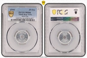 GREENLAND THULE KAP YORK 25 ORE TOKEN 1910 YEAR KM#Tn6 PCGS MS66 TOP POP 🥇 - Picture 1 of 1