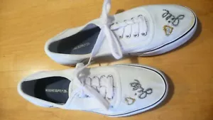 Mossimo SupplyCo Sz 11 Womens canvas sneakers hand-painted white Jill bobo shoes - Picture 1 of 6