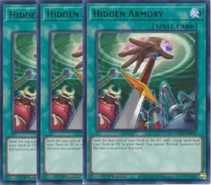 Yugioh - Hidden Armory x 3 - 1st Edition - Rare LP - Free Holographic Card - Picture 1 of 1