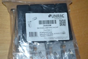 Unirac 302035M Pro Series Small End Clamp with End Cap - 1 pack of 4 pcs ~ N - Picture 1 of 6