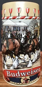 Budweiser "B" Series Clydesdales Holiday Beer Stein Mug 1986 Vintage Anheuser - Picture 1 of 5
