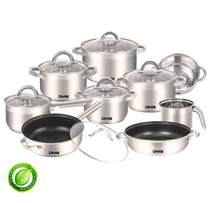 DMS® Edelstahl Topfset 15-teilig mit Glasdeckel, Induktion Kochtopf Kochgeschirr - Bild 1 von 3