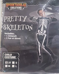 SpookTacular Creations Pretty Skelton Included 1 Jumpsuit & 1 Pair Gloves Sz 3T - Picture 1 of 2