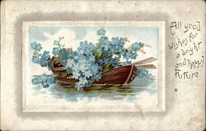 Todos los buenos deseos para un futuro brillante y feliz barco flores posmarcadas - Imagen 1 de 2