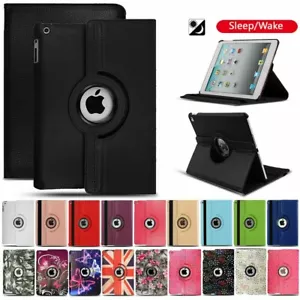 Leather 360 Rotating Smart Case Cover For iPad 10.2 9/8/7/6/5 Air2/3/4 Mini 234 - Picture 1 of 14