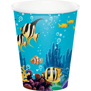Sea Life Cups Paper Dolphin Turtle Fish Birthday Party Decoration 8ct Ocean - Picture 1 of 1