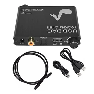 Black Aluminium Alloy 24-Bit 192 kHz Optical Digital To Analog Audio Converter - Picture 1 of 15