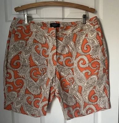 Pantalones Cortos Talbots Estampado Paisley Naranja Talla 16w petite Stretch Nuevos con Etiquetas Foto 1 de 4