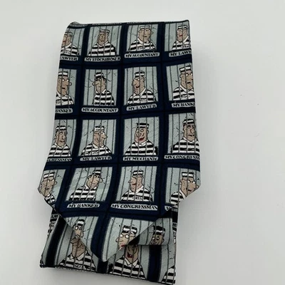 Raphael Jail Time Hombres Corbata de Seda Banquero Congreso Coche Vendedor Abogado Azul Italia Foto 1 de 4