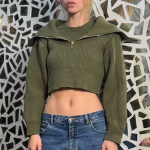 Suéter Jacquemus Le Maille Risoul Lana Merino 100% Cremallera Oliva talla 40 - Imagen 1 de 6