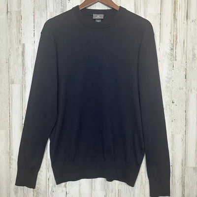 Wool Blend Crew Neck Sweater Mens Medium Navy Blue Academia Preppy Travel EUC  - Image 1 of 4