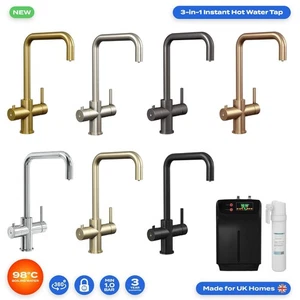 3 in 1 Instant Hot Cold Boiling Water Kitchen Tap Filter Tank Twin Lever - Picture 1 of 15