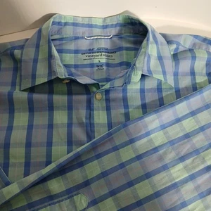 Vineyard Vines On-The-Go Hemd Herren L blau kariert Performance Wandern Langarm - Bild 1 von 9