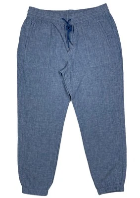 Athleta Retreat Linen Jogger Pants Elastic Waist Womens Size 14 (35 X 28) Blue - Image 1 of 4