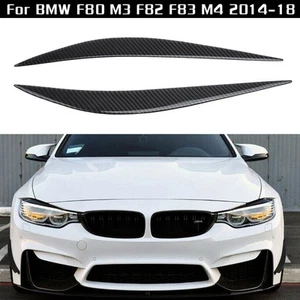 Vehicle Headlight Eye Lid Cover 2pcs/set Carbon Fiber Black 1pcs Replaces - Picture 1 of 24