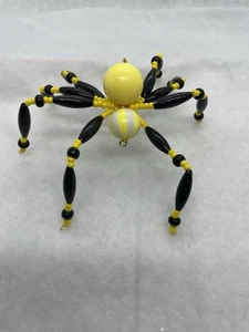 Beaded Christmas Spider Ornament Handcrafted  Yellow & Black With Legend & Box - Picture 1 of 6