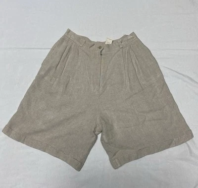 Pantalones Cortos Cold Water Creek Mezcla de Lino Beige Cintura Alta De Colección Talla 10 (T) Foto 1 de 4