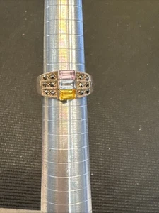 ANILLO PLATA ESTERLINA MULTI PIEDRAS PRECIOSAS TALLA 6.5 FIRMADO 925 FAS F162 - Imagen 1 de 15