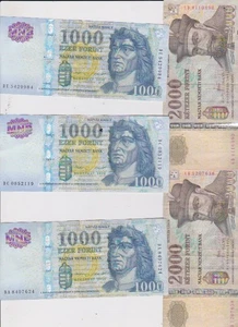 old 5 HUNGARY banknotes =7000 forints-2013-2015. - Picture 1 of 2