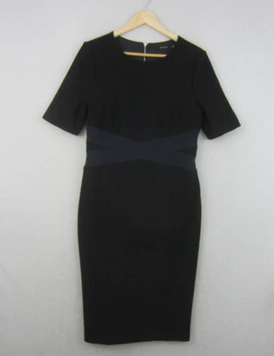 Portmans Dress Womens 14 Black Straight Sheath Short Sleeve Stretch Work Office - image 1 of 4