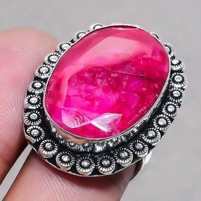 Anillo de joyería ajustable étnico con piedras preciosas facetadas de Cachemira Rubí SR 2566 Foto 1 de 4