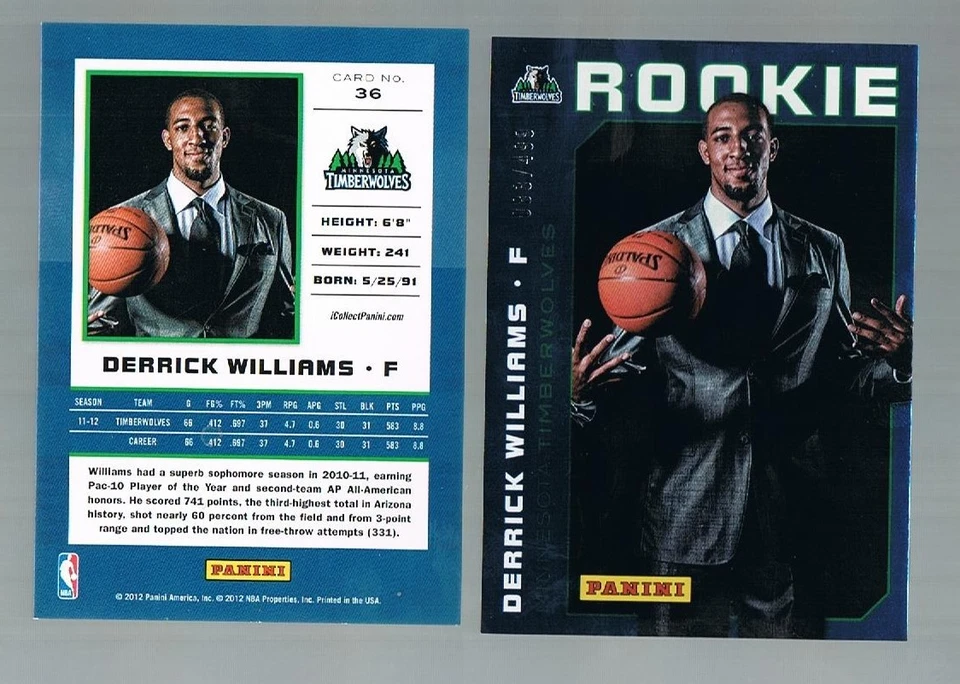 DERRICK WILLIAMS #36 RC /499 Made 2012 Panini National Convention Wrapper Promo - Image 1 of 1