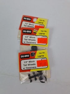 Lot of 3 DUBRO 1/2" Micro Tail Wheel with Retainers(2) RC Airplanes DUB12MTW - Picture 1 of 3